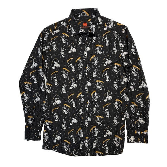 Simon Banks Other - Simon Banks Men's Black Medium Skelton Skateboarding Button Down